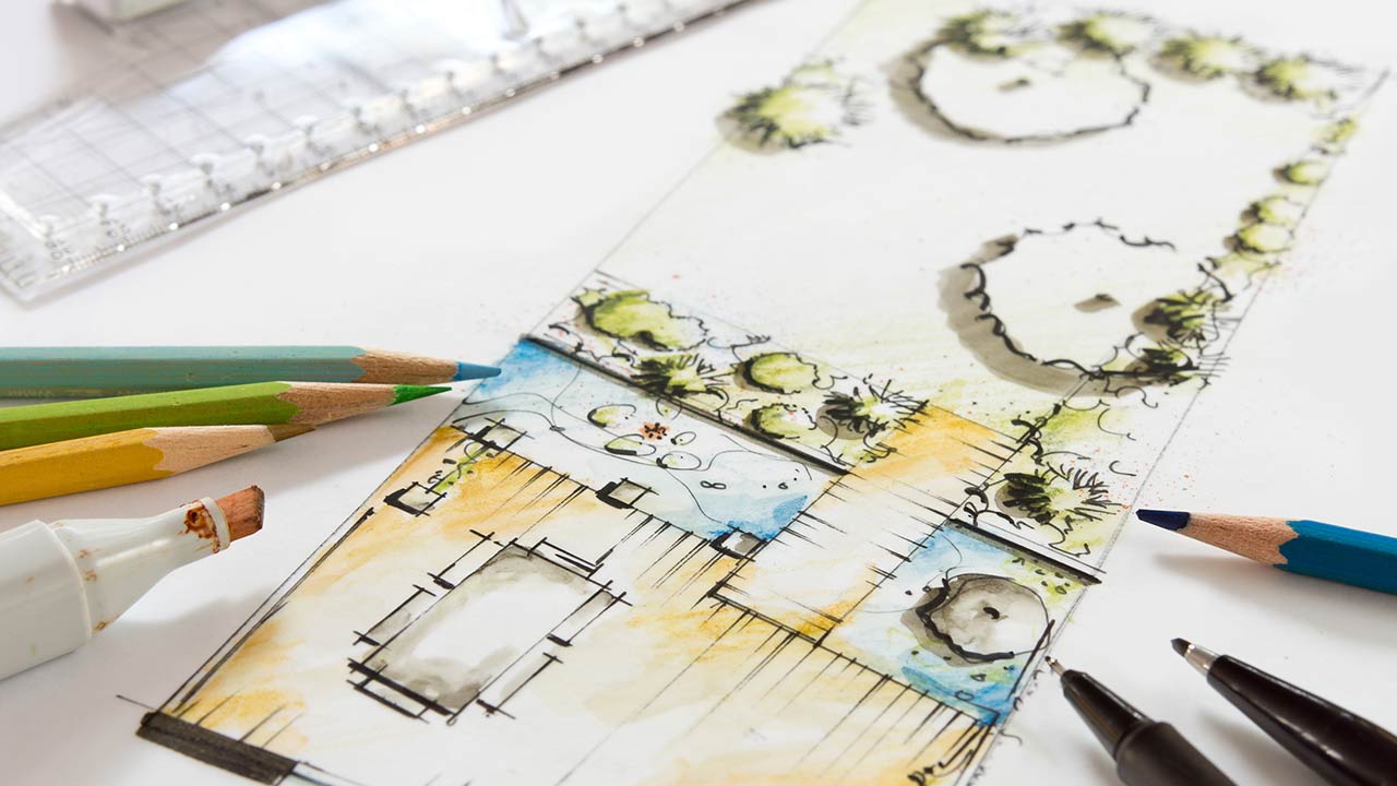 Photo of a garden architecture sketch