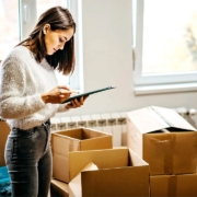 Photo of a woman packing for a move
