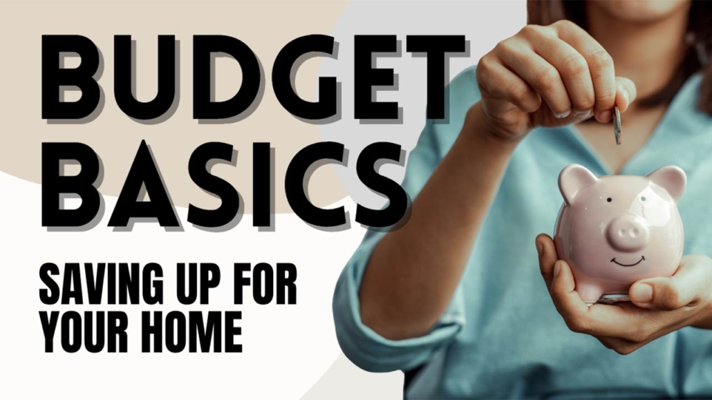 Budgeting basics graphic with a piggybank
